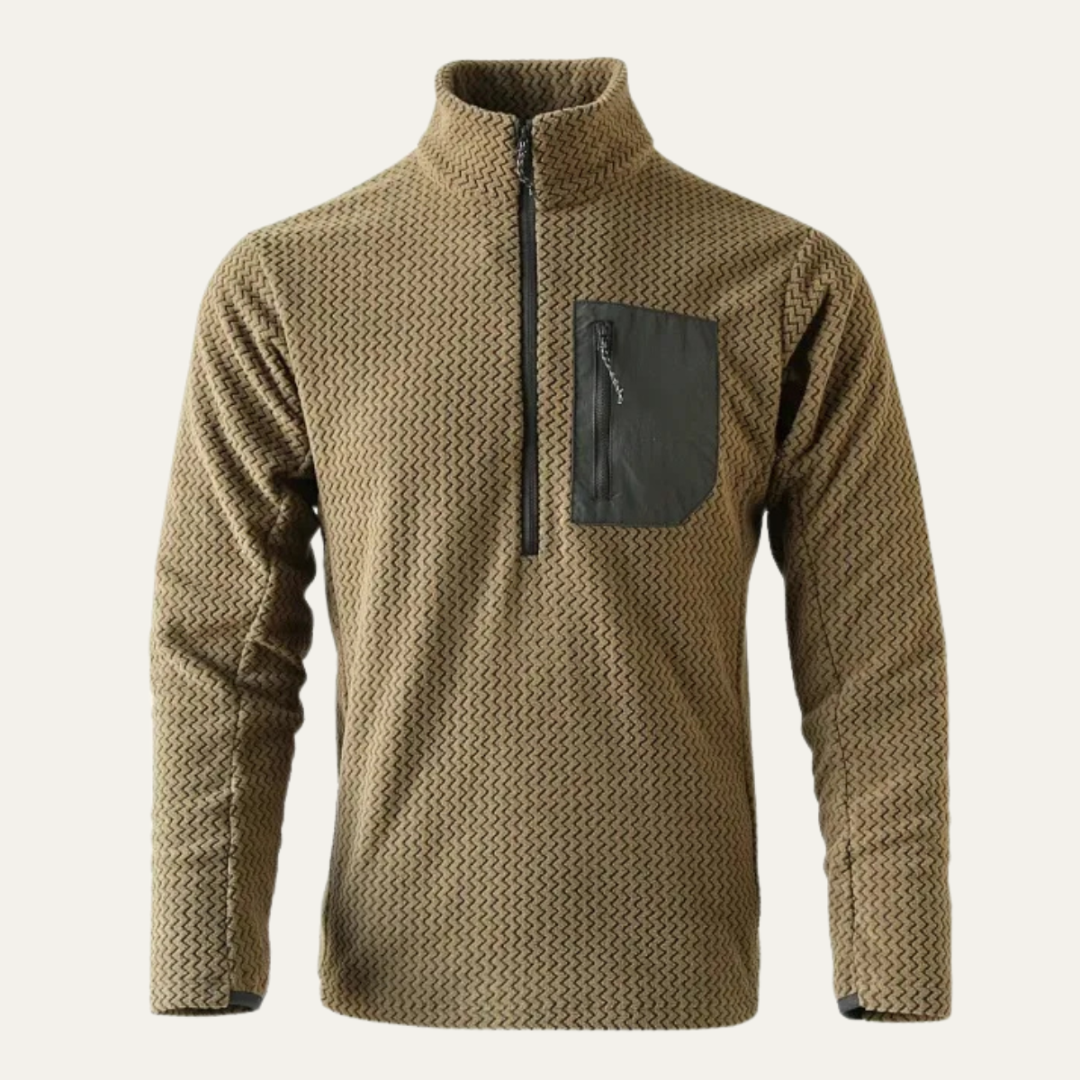 Jasper | Men's Quarter Zip Sweater Taupe Waffle Knit