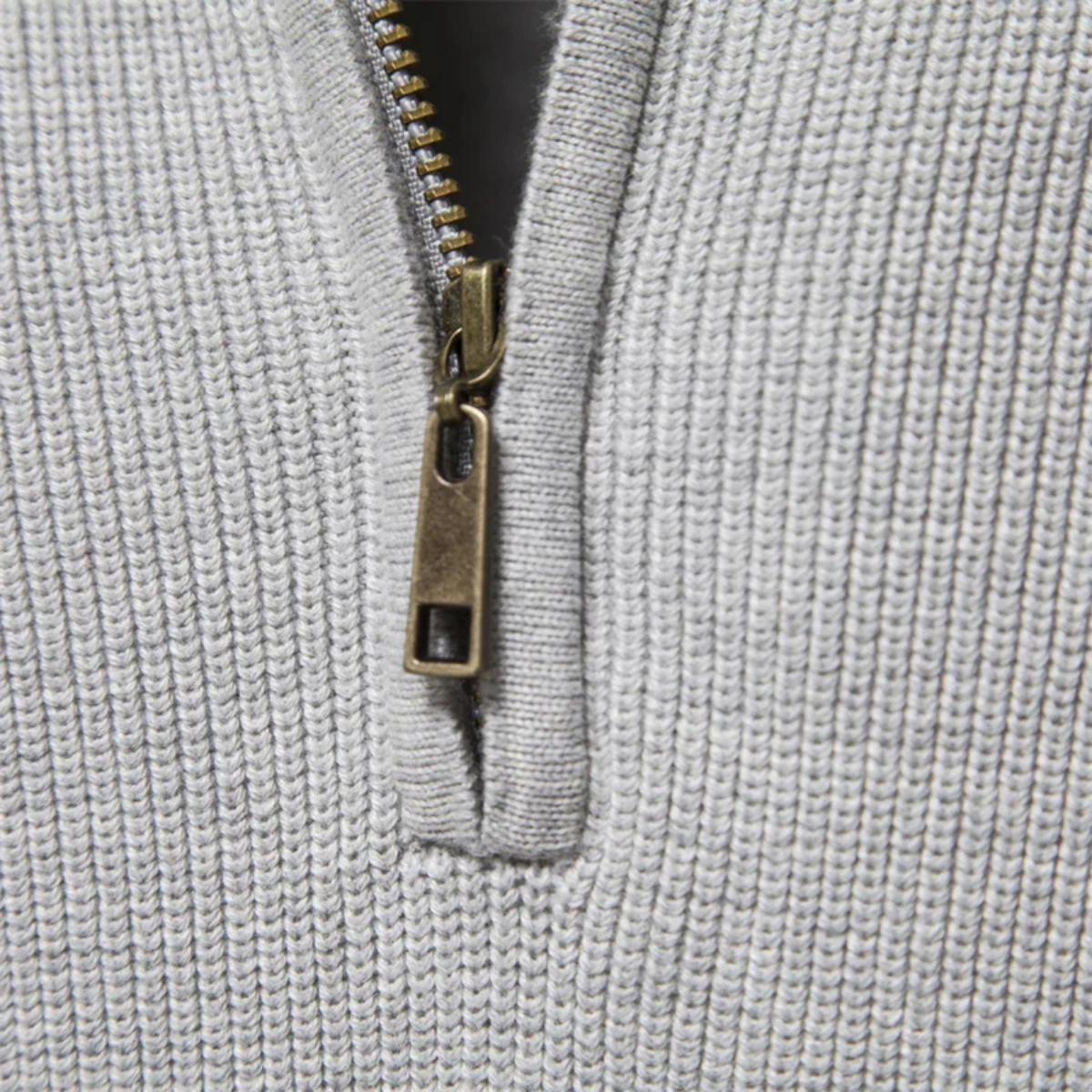 Callum | Men's Quarter Zip Sweater Gray Ribbed Knit