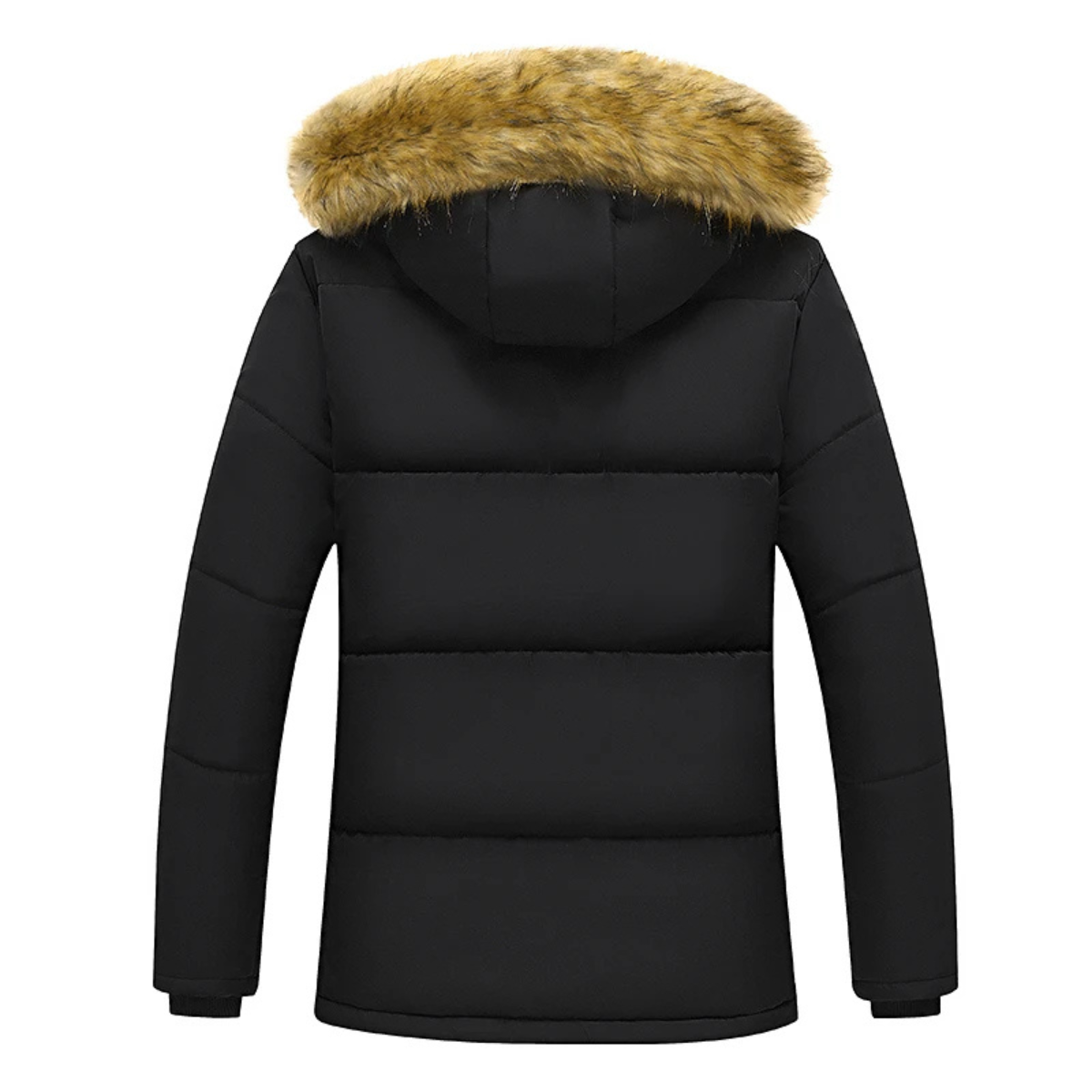 Luca | Men's Puffer Jacket Black Fleece Lined Hooded Winter
