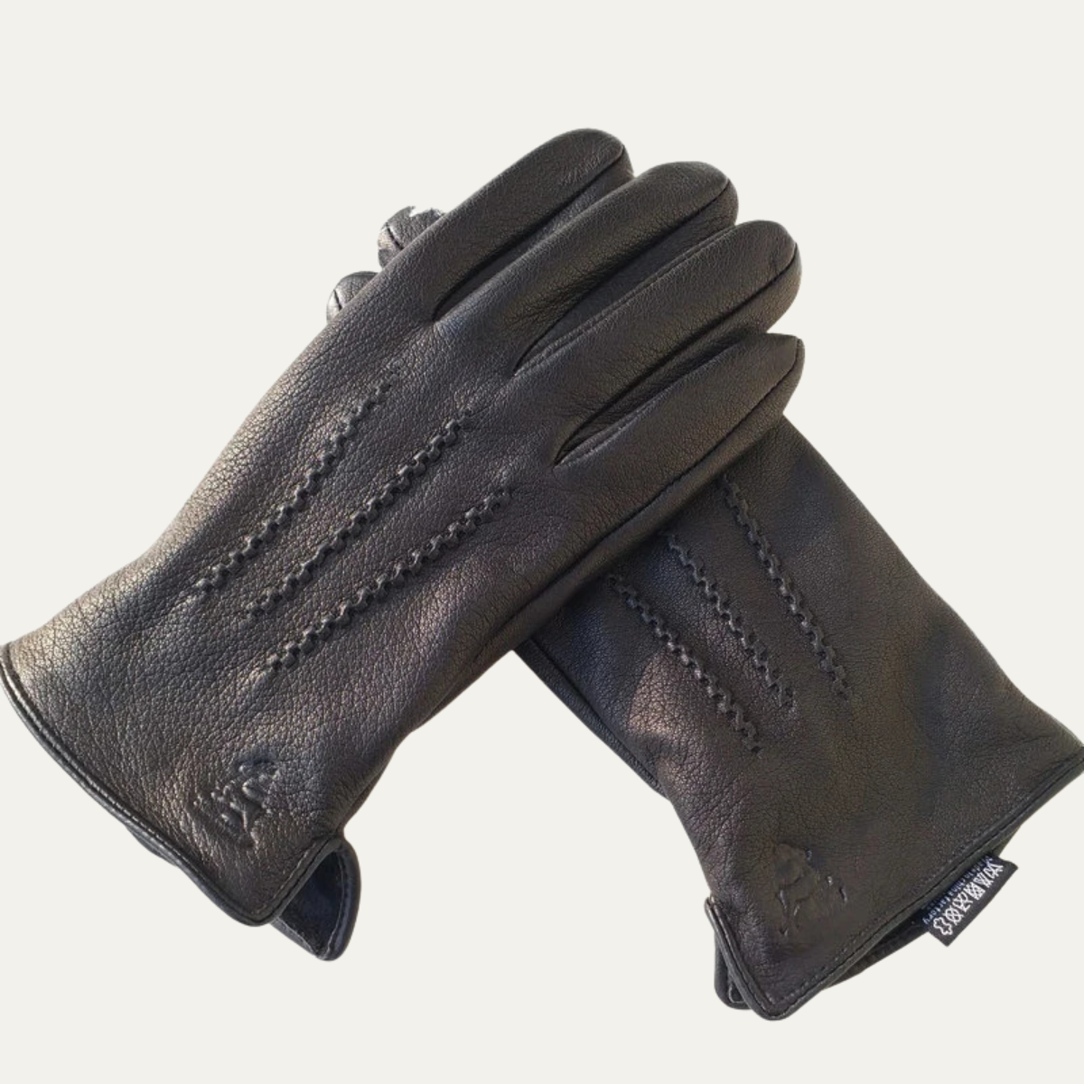 Rhys | Men's Black Leather Winter Gloves Touchscreen