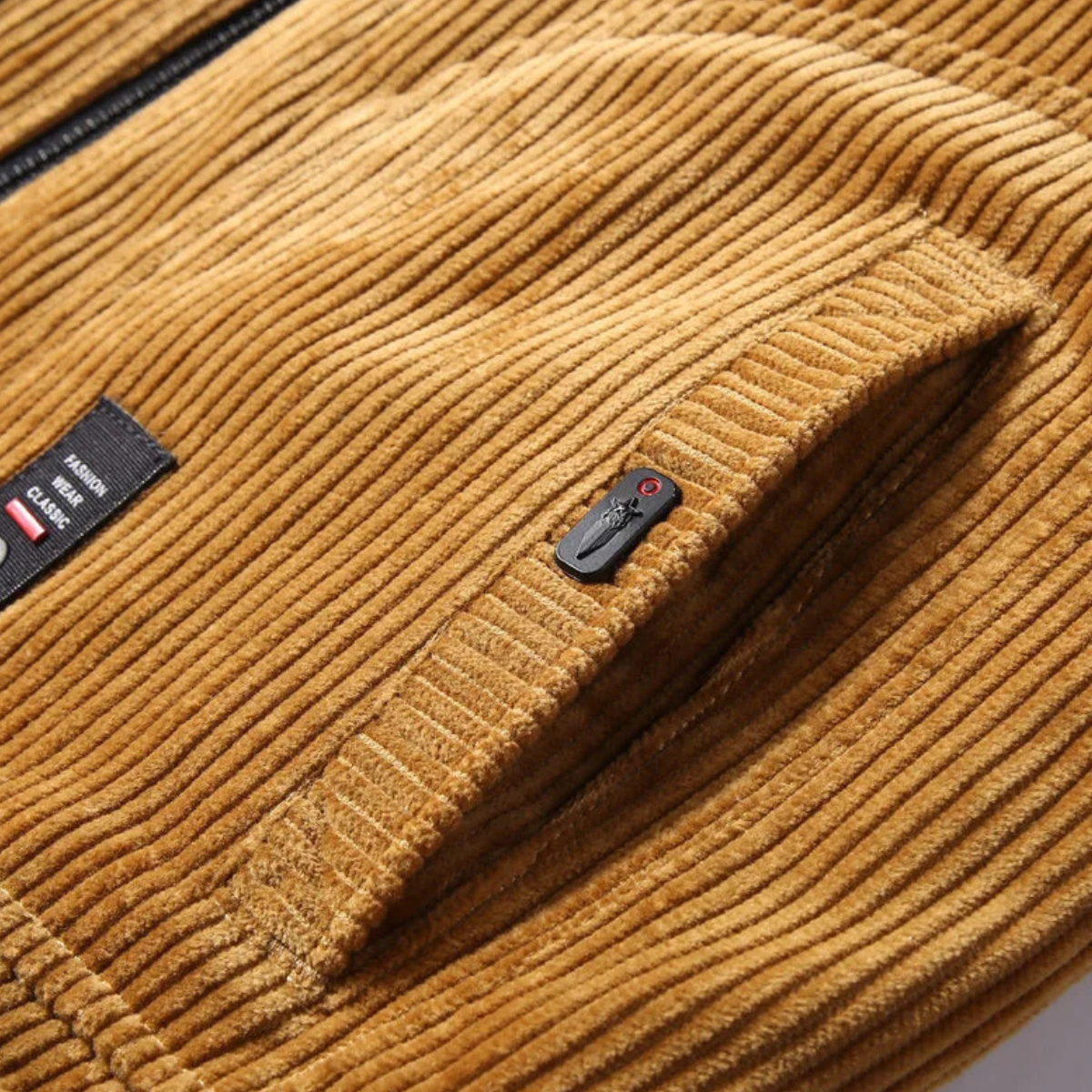 Beau | Men's Corduroy Bomber Jacket Camel Sherpa Collar