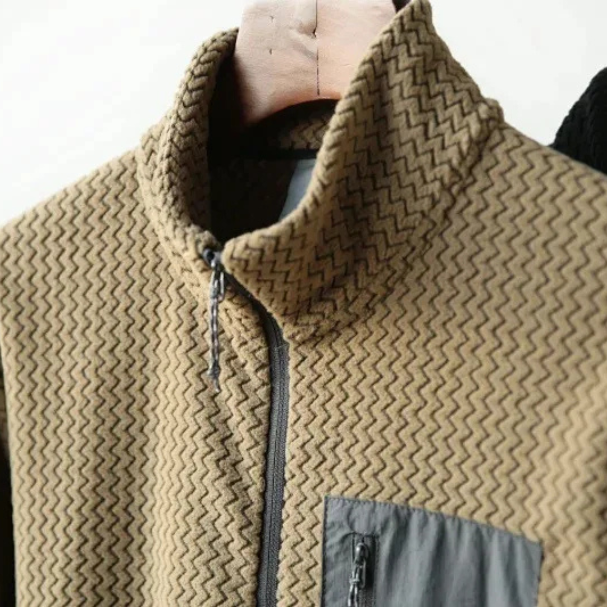 Jasper | Men's Quarter Zip Sweater Taupe Waffle Knit
