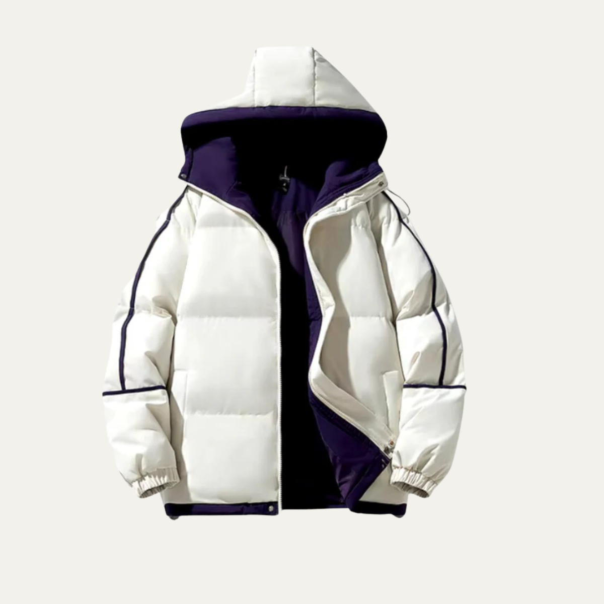 Jude | Men's Puffer Jacket Black White Hooded Waterproof