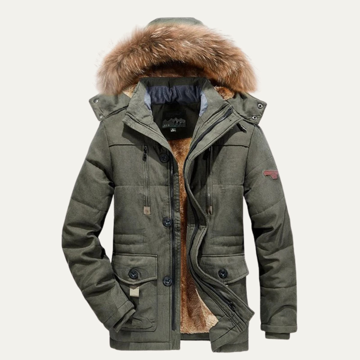 Bram | Men's Puffer Jacket Navy Fleece Lined Hooded Winter Coat