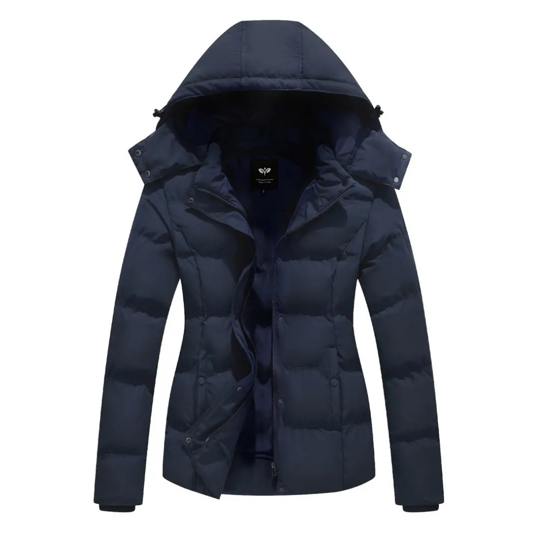 Nola | Women's Puffer Jacket Navy Hooded Winter Coat