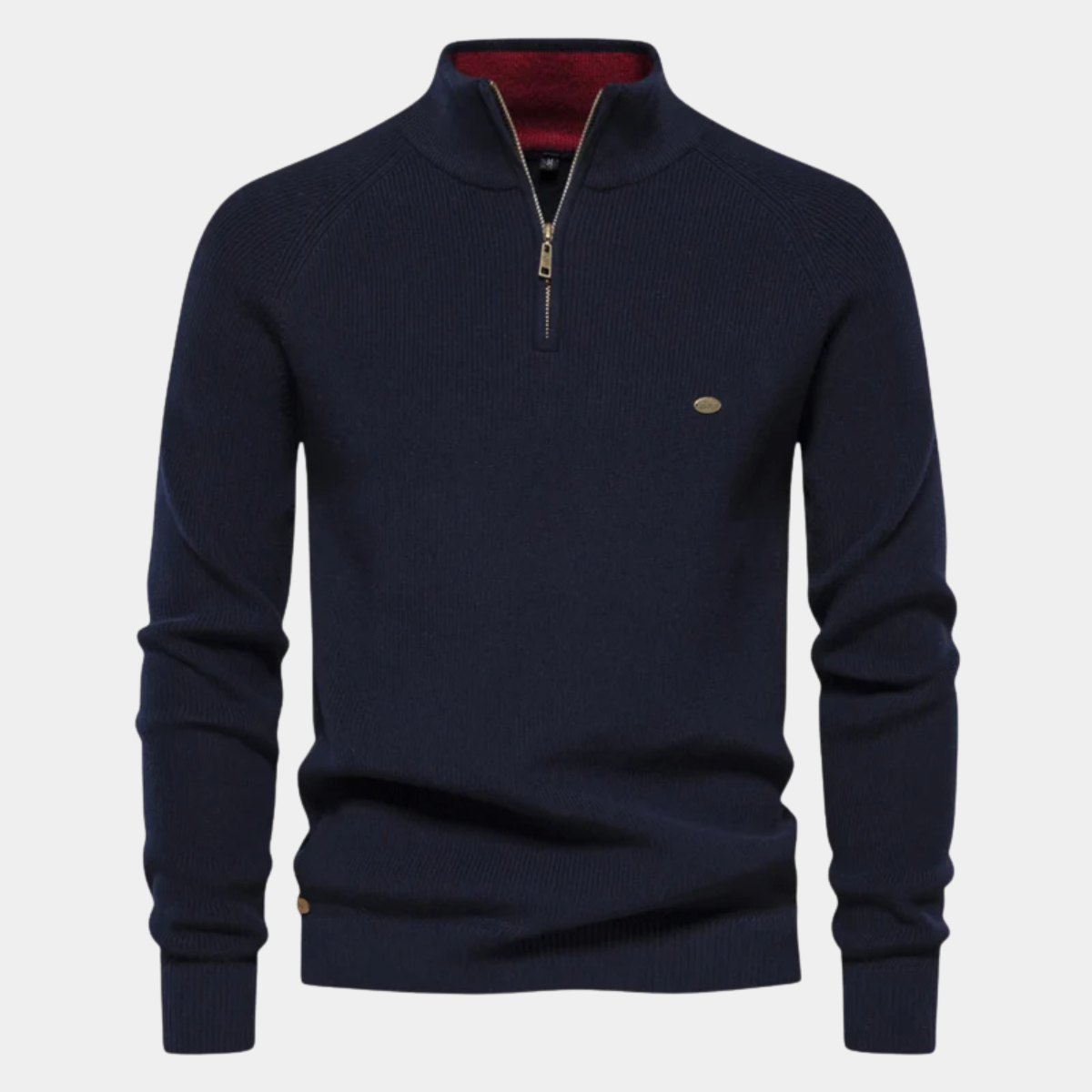 Callum | Men's Quarter Zip Sweater Gray Ribbed Knit