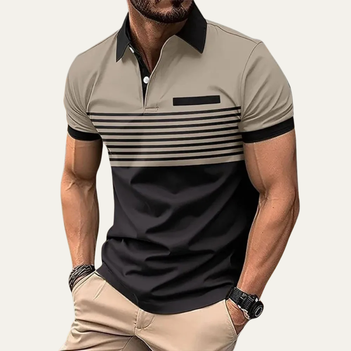 Hudson | Men's Polo Shirt White Navy Striped