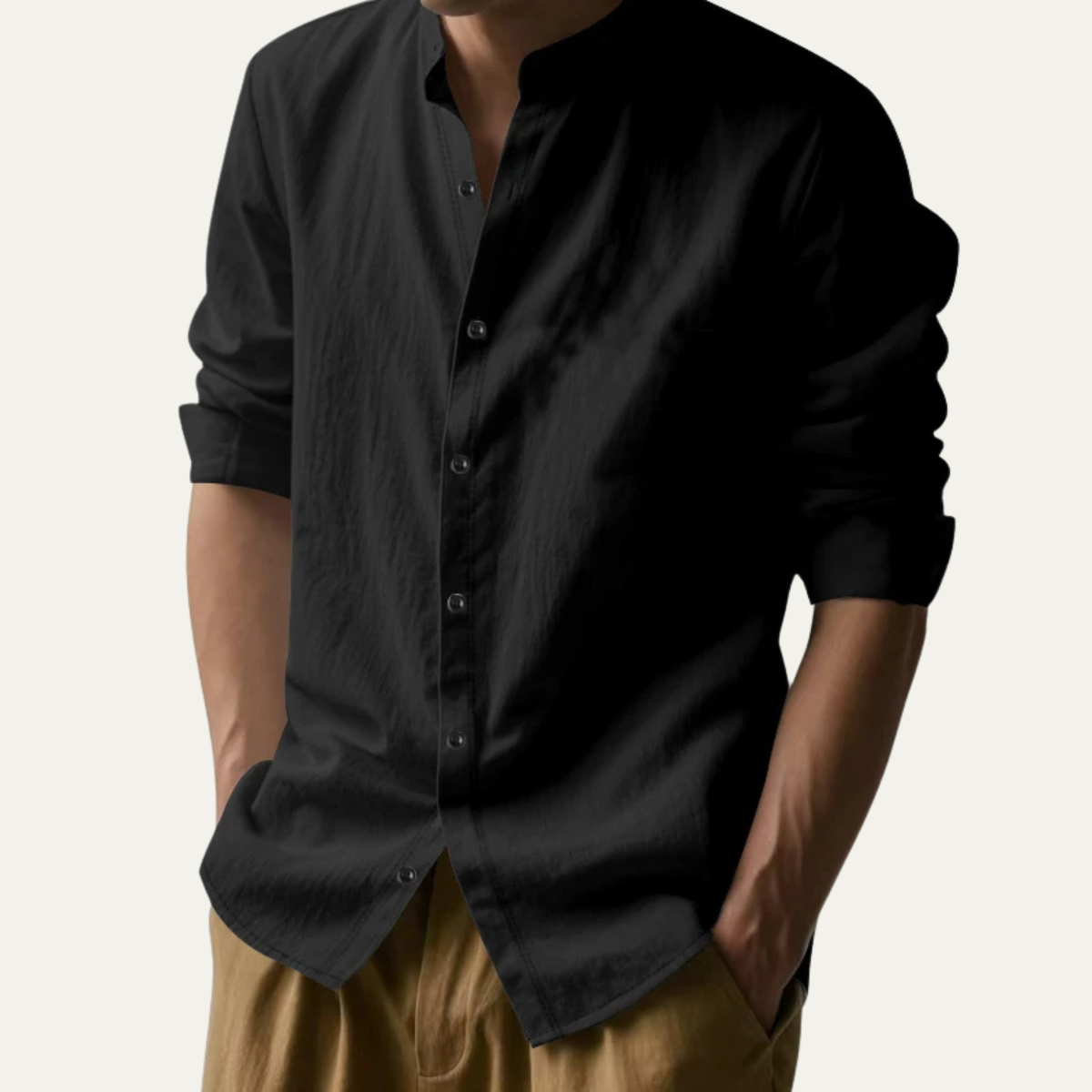 Axel | Men's Casual Cotton Linen Button Down Shirt White