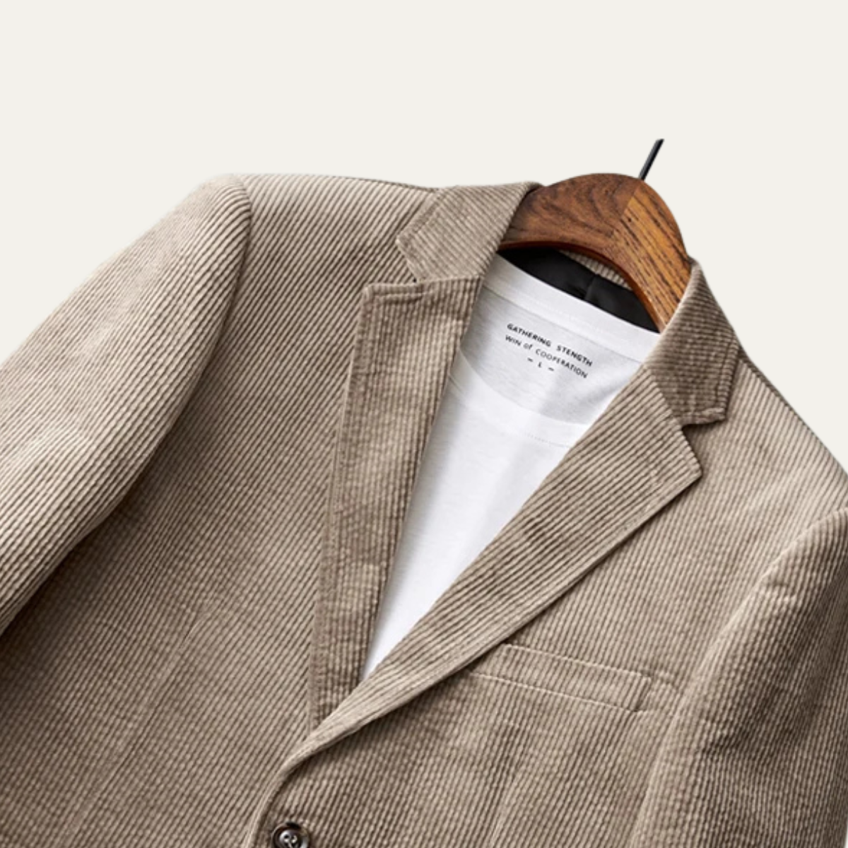 Ezra | Men's Casual Corduroy Blazer Beige Single Breasted
