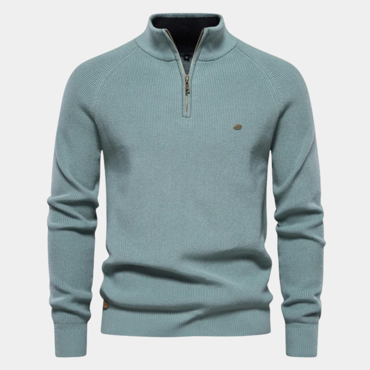 Callum | Men's Quarter Zip Sweater Gray Ribbed Knit
