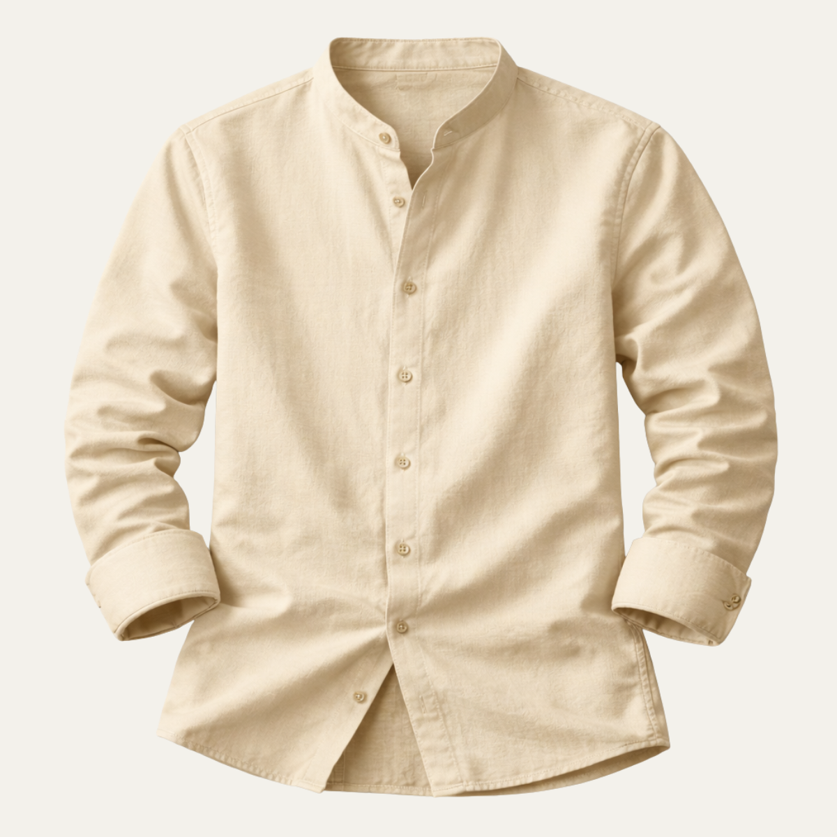 Ash | Men's Linen Button Up Shirt Cream Long Sleeve