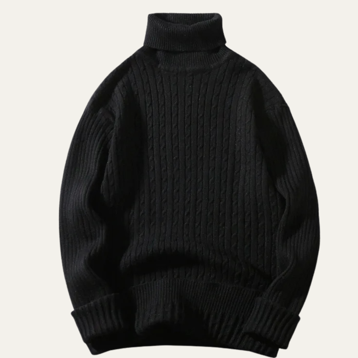 Nash | Men's Cable Knit Turtleneck Sweater Cream