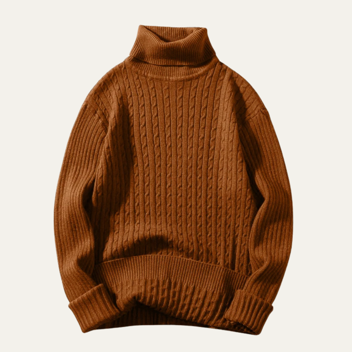 Nash | Men's Cable Knit Turtleneck Sweater Cream