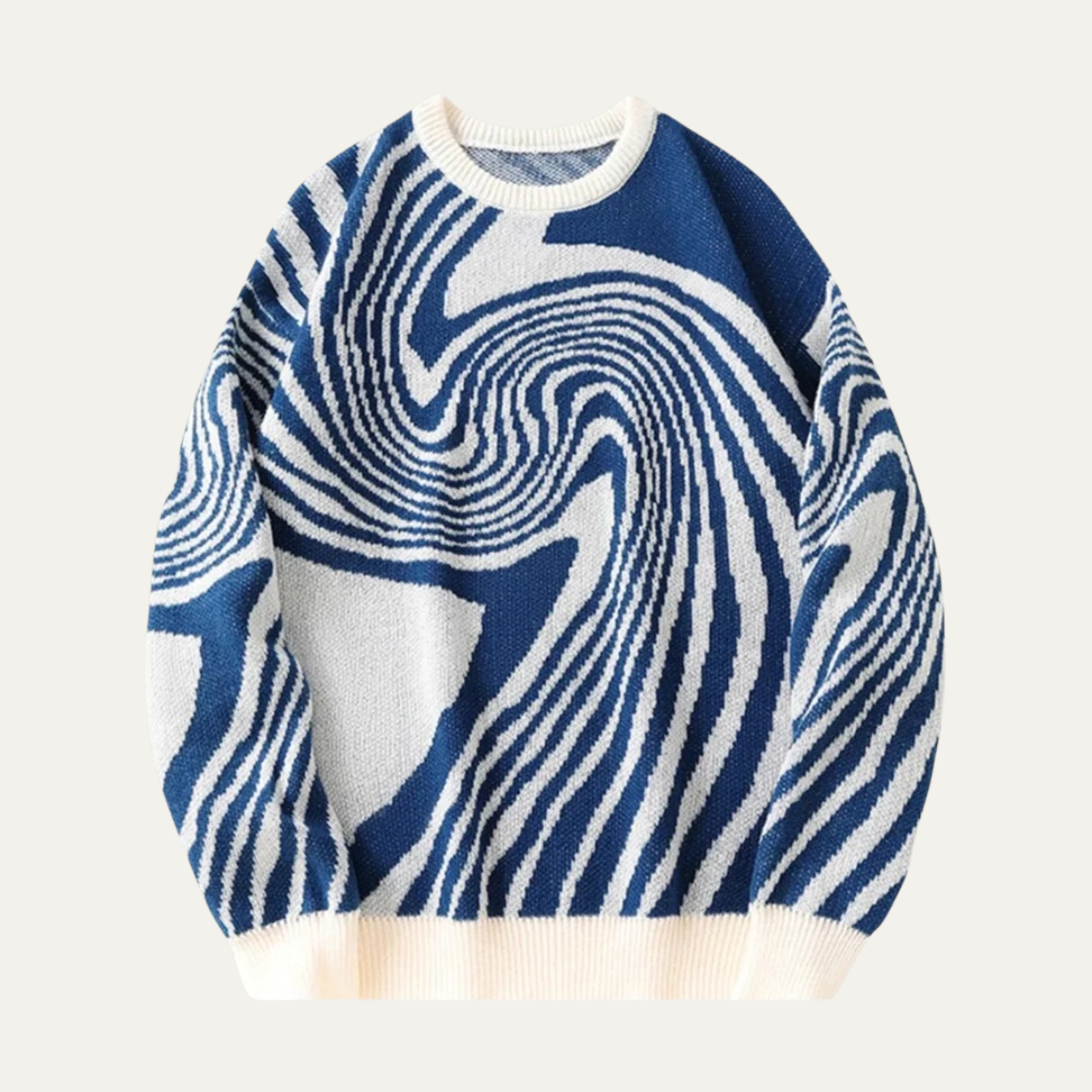 Axel | Men's Crew Neck Sweater Navy White Swirl Knit