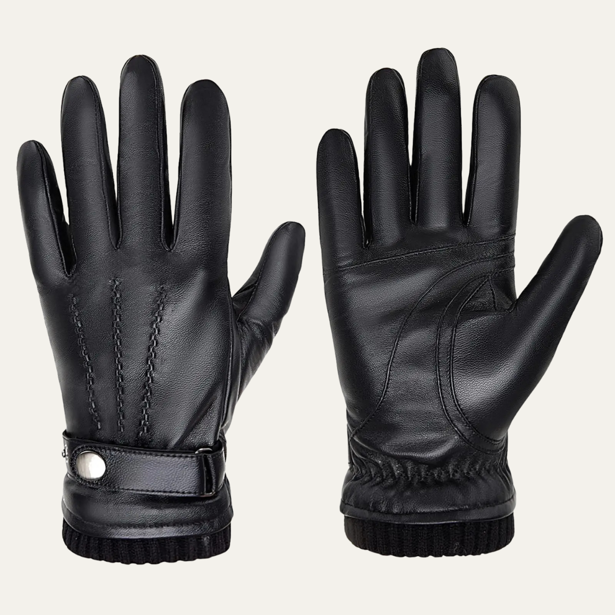 Axel | Men's Leather Gloves Black Fleece Lined Winter