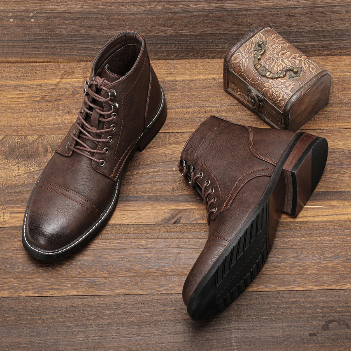 Blake | Men's Leather Lace Up Ankle Boots Gray