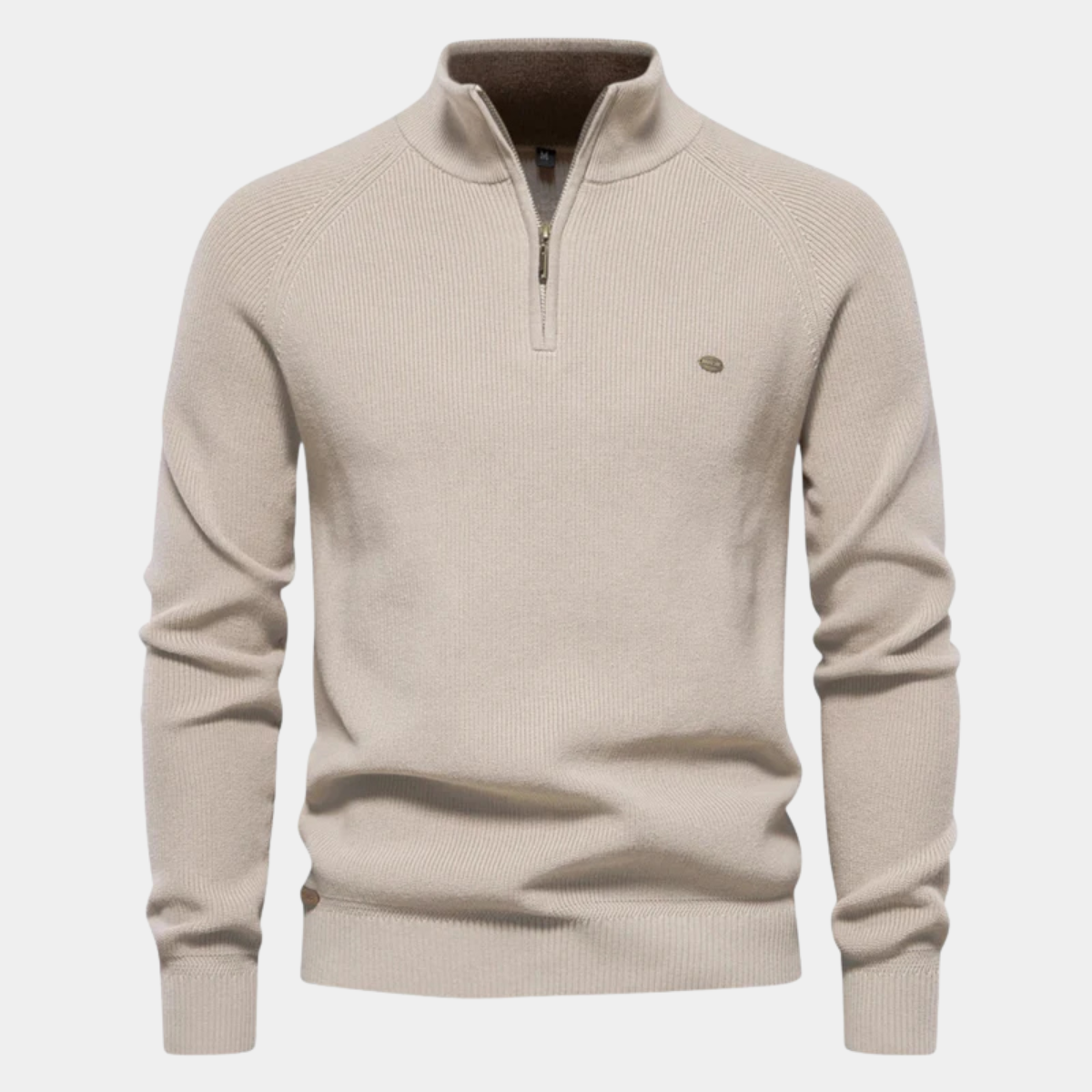 Callum | Men's Quarter Zip Sweater Gray Ribbed Knit