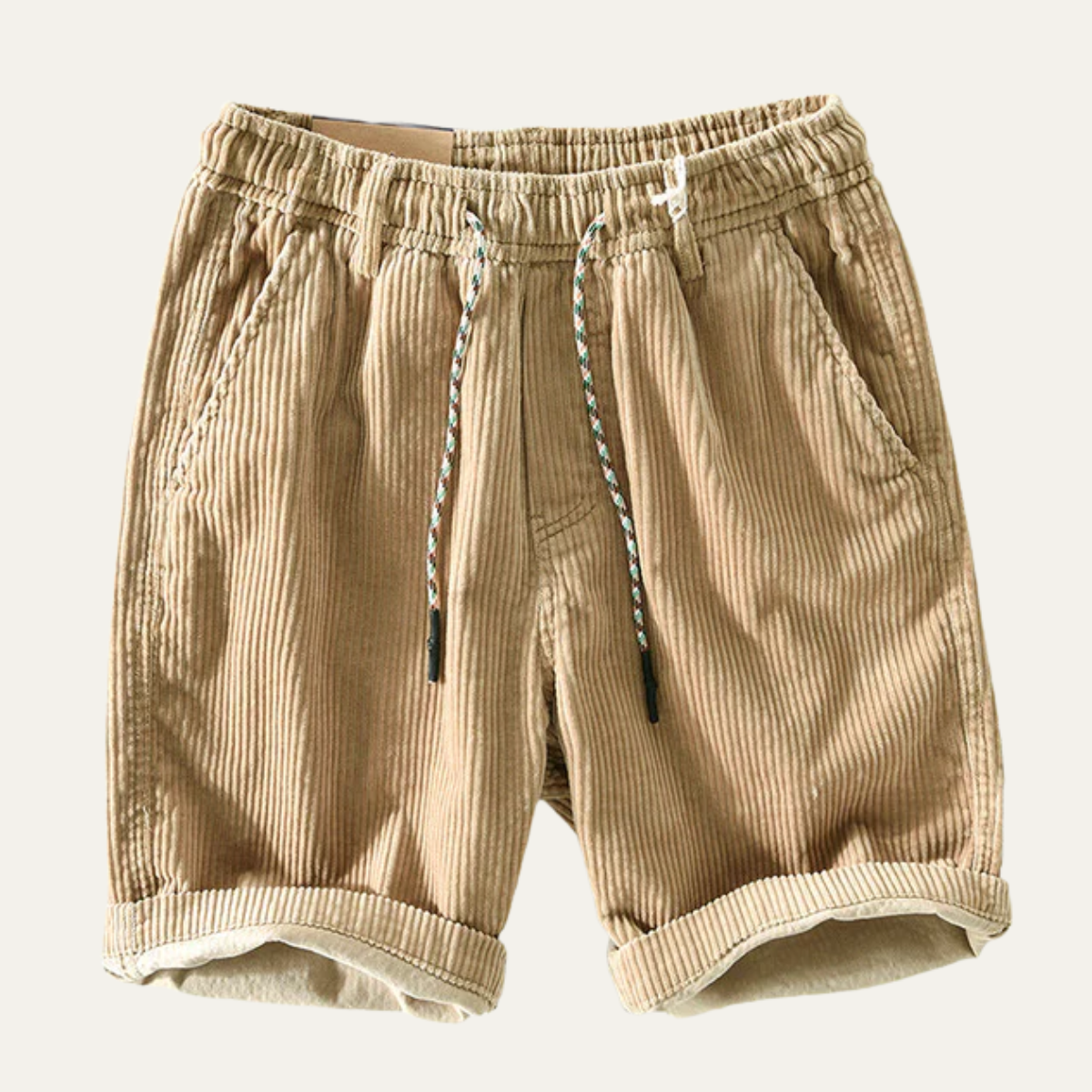 Rowan | Men's Casual Corduroy Shorts Green Drawstring Rolled Cuff