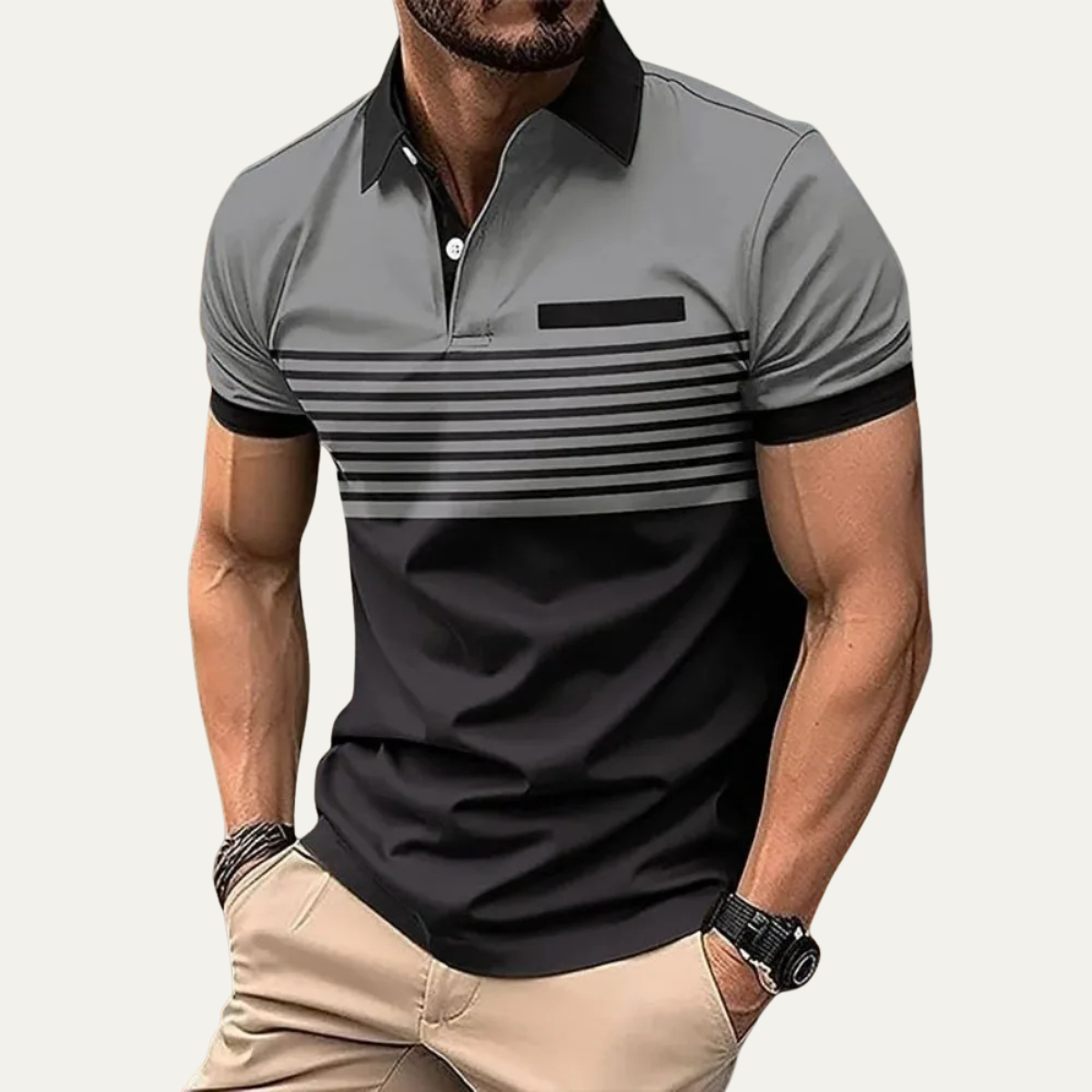 Hudson | Men's Polo Shirt White Navy Striped