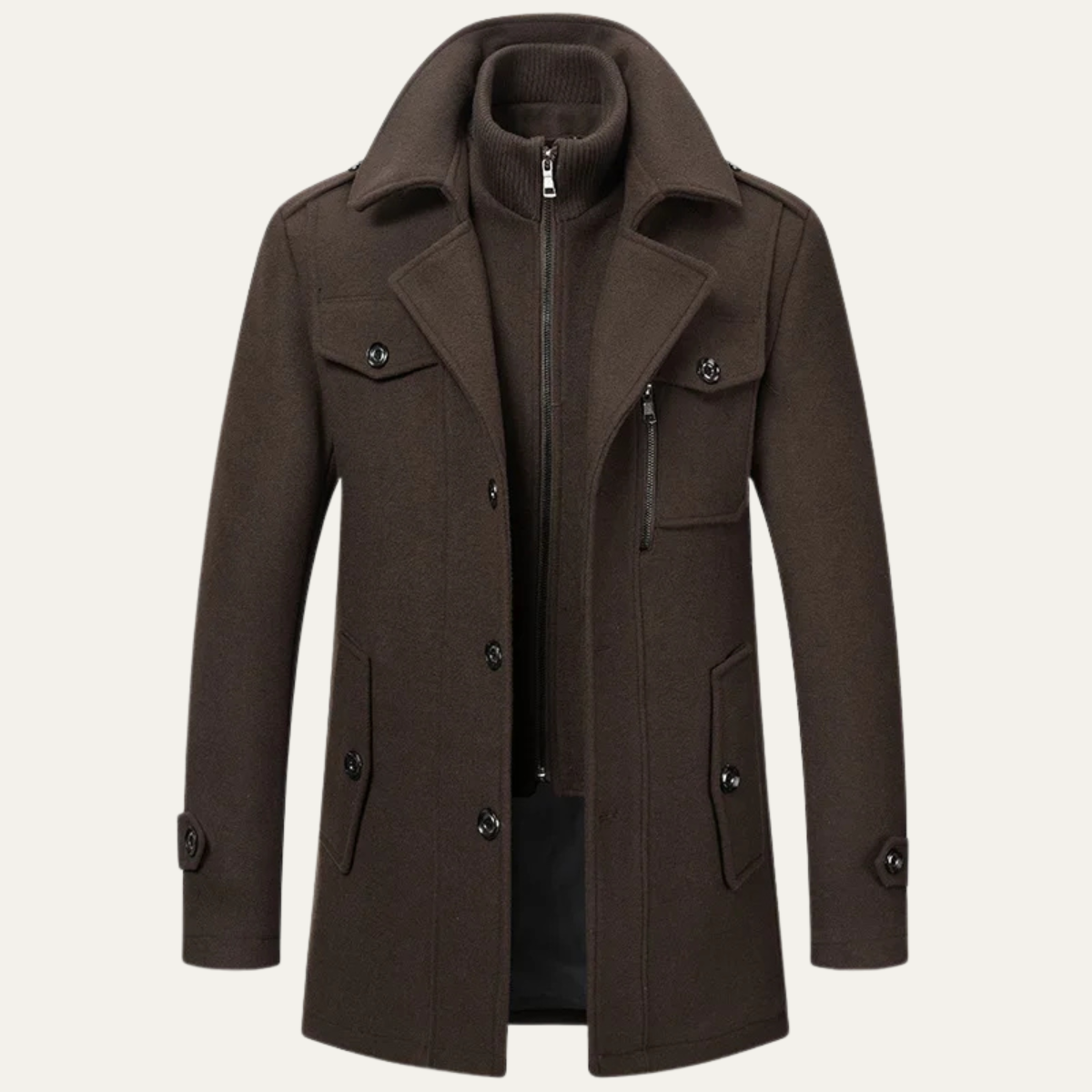 Callum | Men's Wool Blend Trench Coat Brown