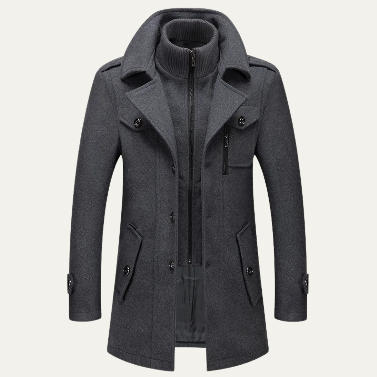 Callum | Men's Wool Blend Trench Coat Brown