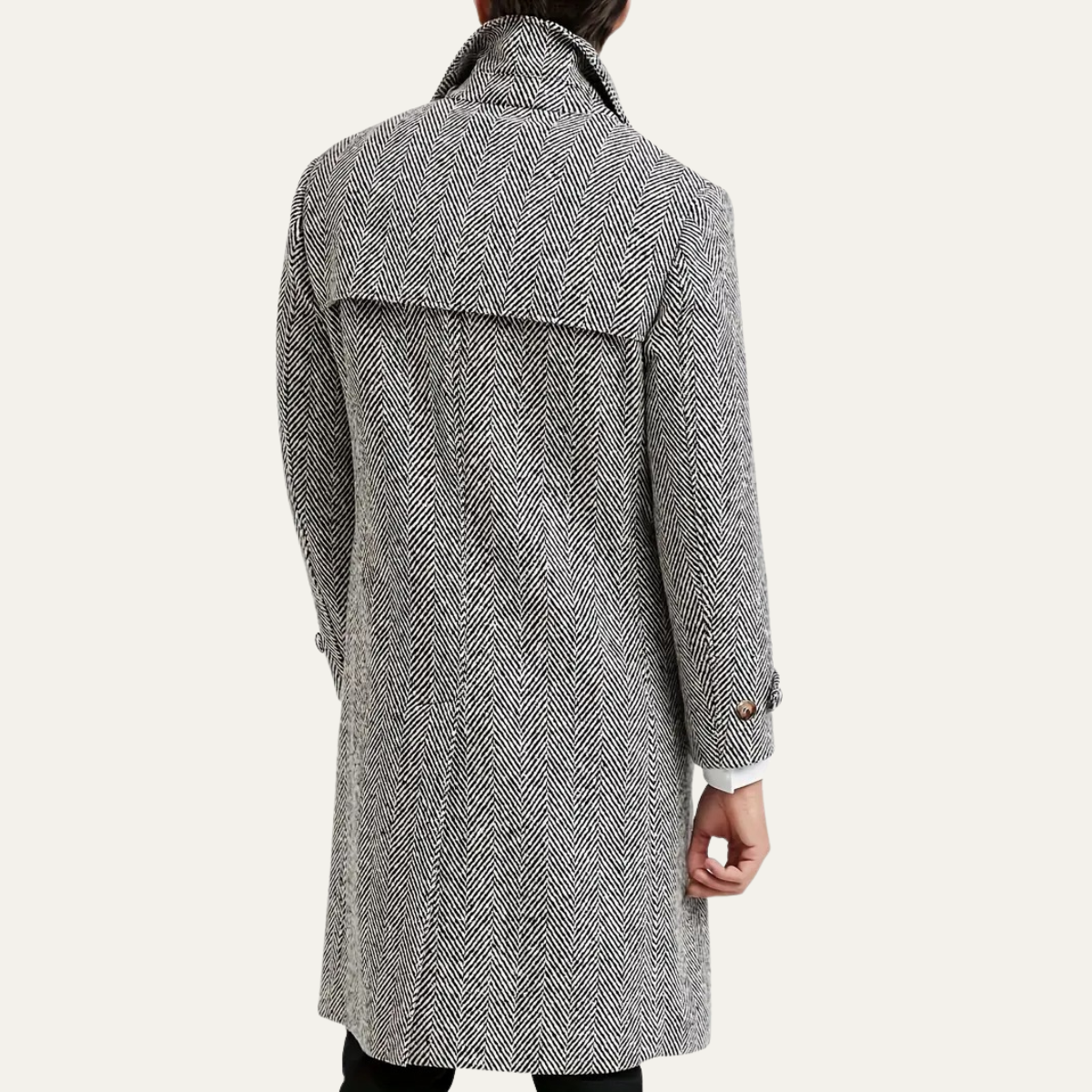 Bram | Men's Herringbone Double Breasted Wool Coat Gray
