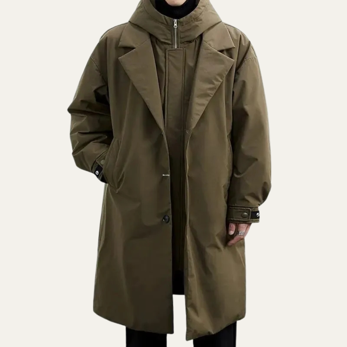 Voss | Men's Olive Puffer Parka Waterproof Long Coat Hooded