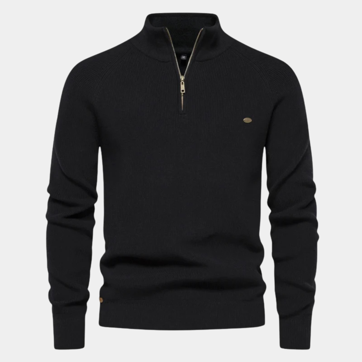 Callum | Men's Quarter Zip Sweater Gray Ribbed Knit