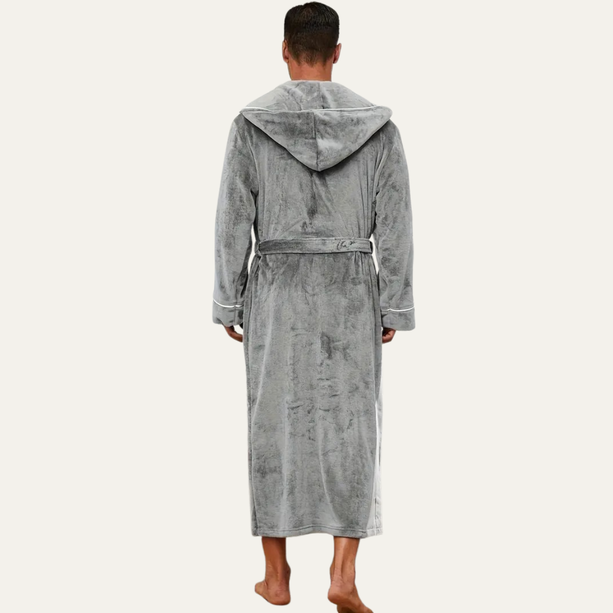 Jude | Men's Hooded Fleece Robe Black Long Bathrobe