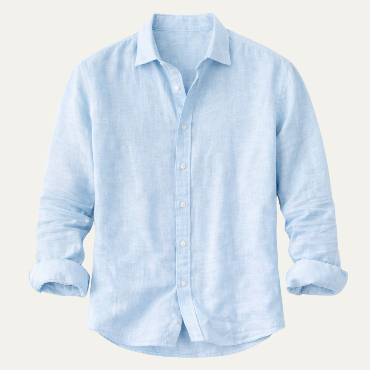 Axel | Men's Linen Shirt Light Blue Long Sleeve Casual Button Up