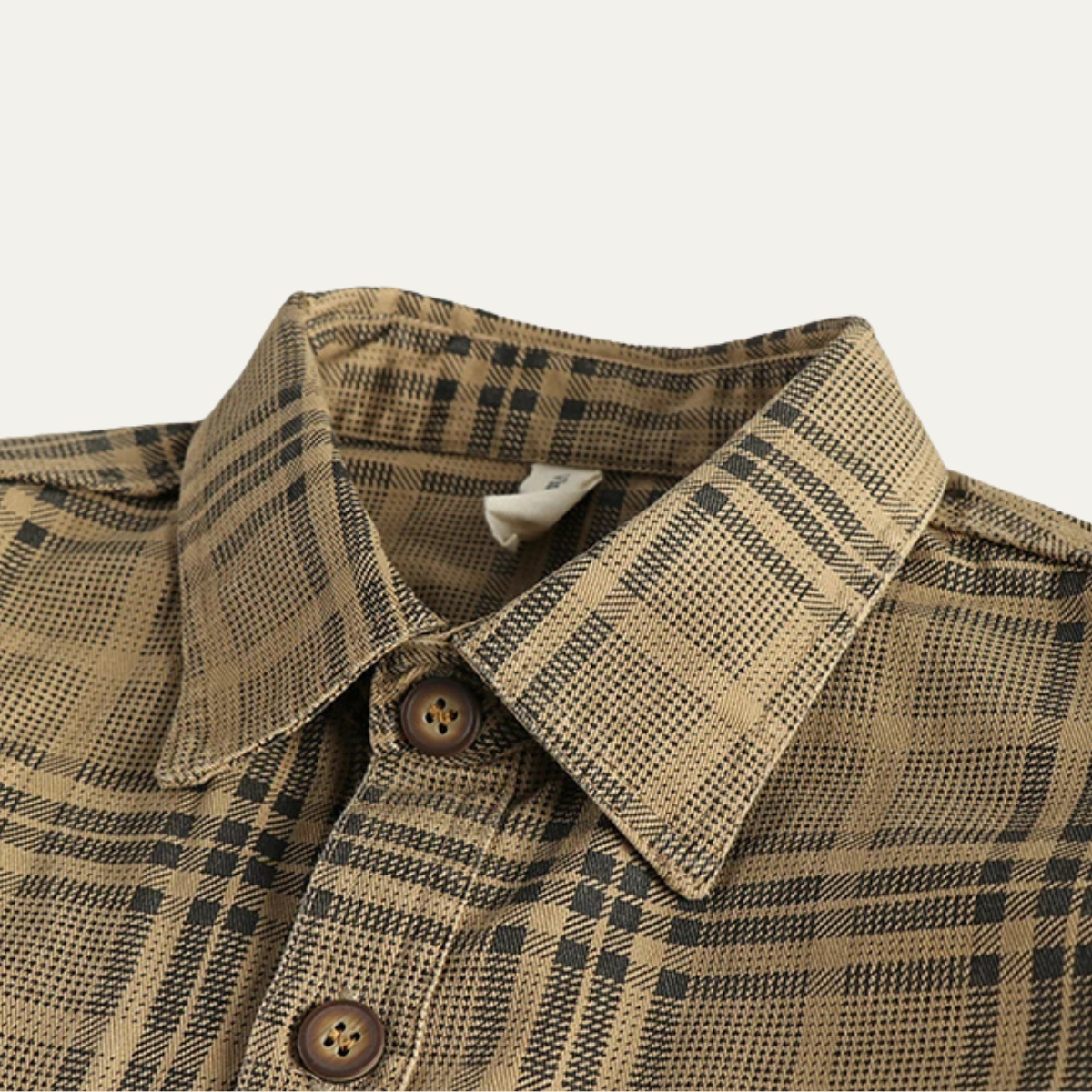 Beau | Men's Flannel Shirt Jacket Tan Plaid Long Sleeve
