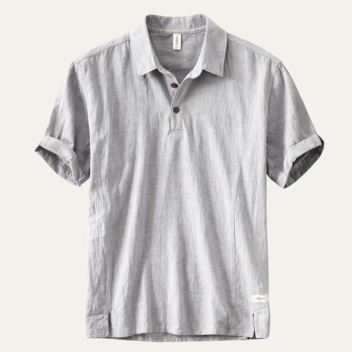 Callum | Men's Linen Polo Shirt Gray Short Sleeve