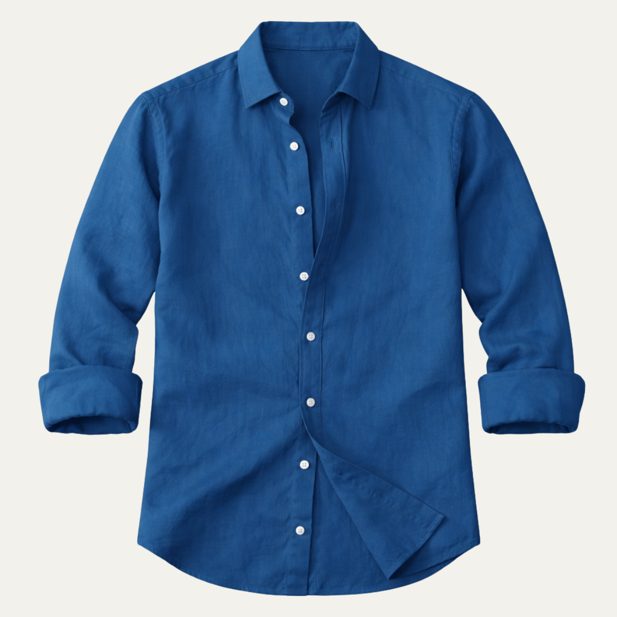 Beau | Men's Linen Button Up Shirt Navy Long Sleeve
