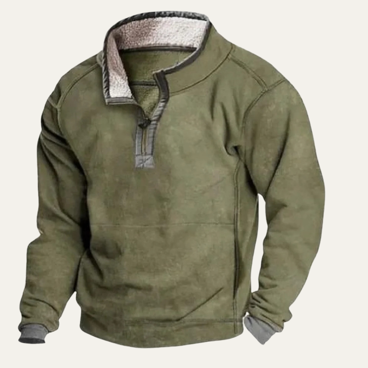 Bram | Men's Quarter Zip Sherpa Sweatshirt Tan Fleece Lined