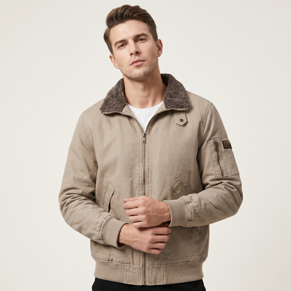 Dama Washington Sage men's black bomber jacket sherpa lined warm winter - view 7