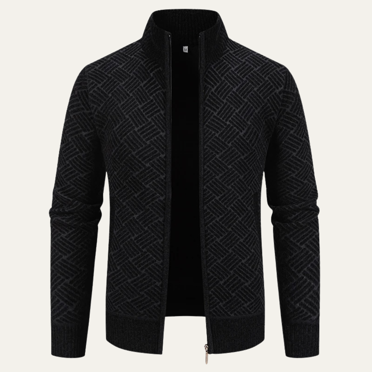 Knox | Men's Geometric Patterned Cardigan Sweater Beige