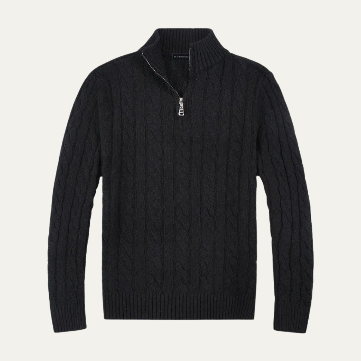 Bram | Men's Quarter Zip Cable Knit Sweater Cream