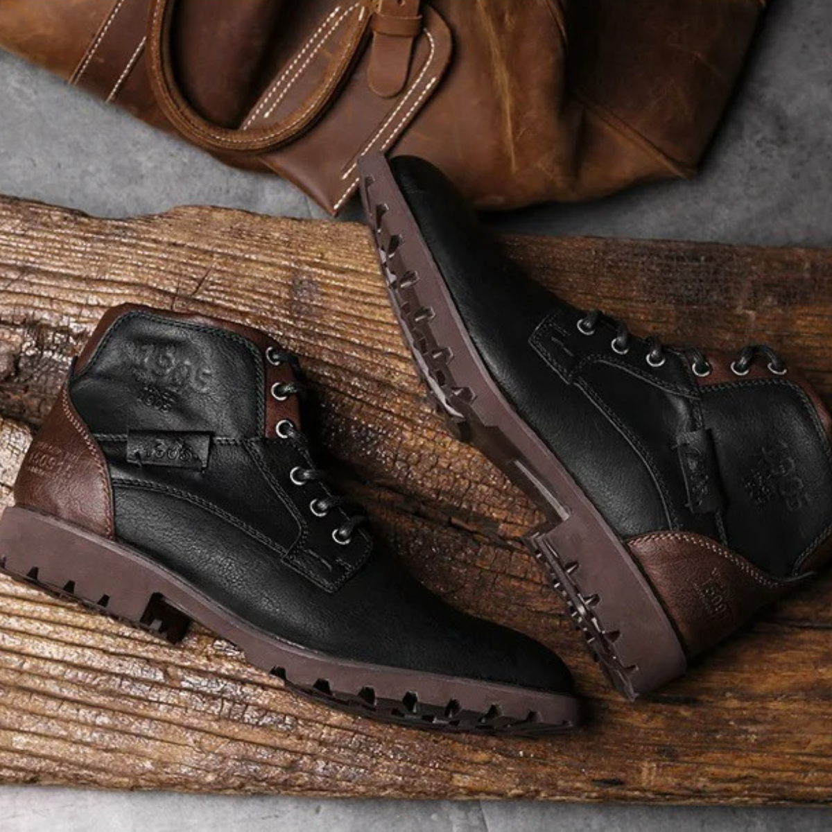 Axel | Men's Leather Combat Boots Brown Lace Up