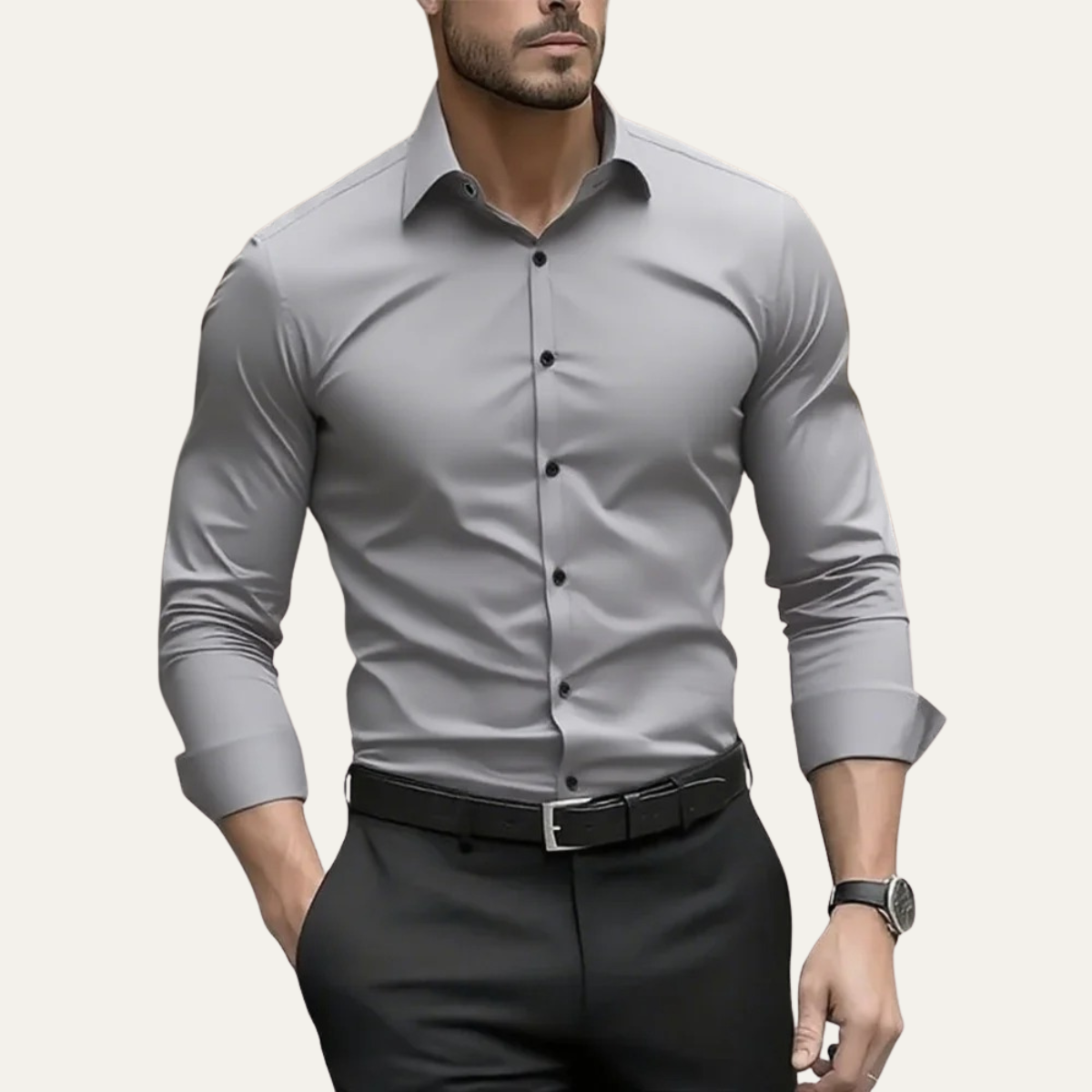 Axel | Men's Fitted Dress Shirt White Long Sleeve