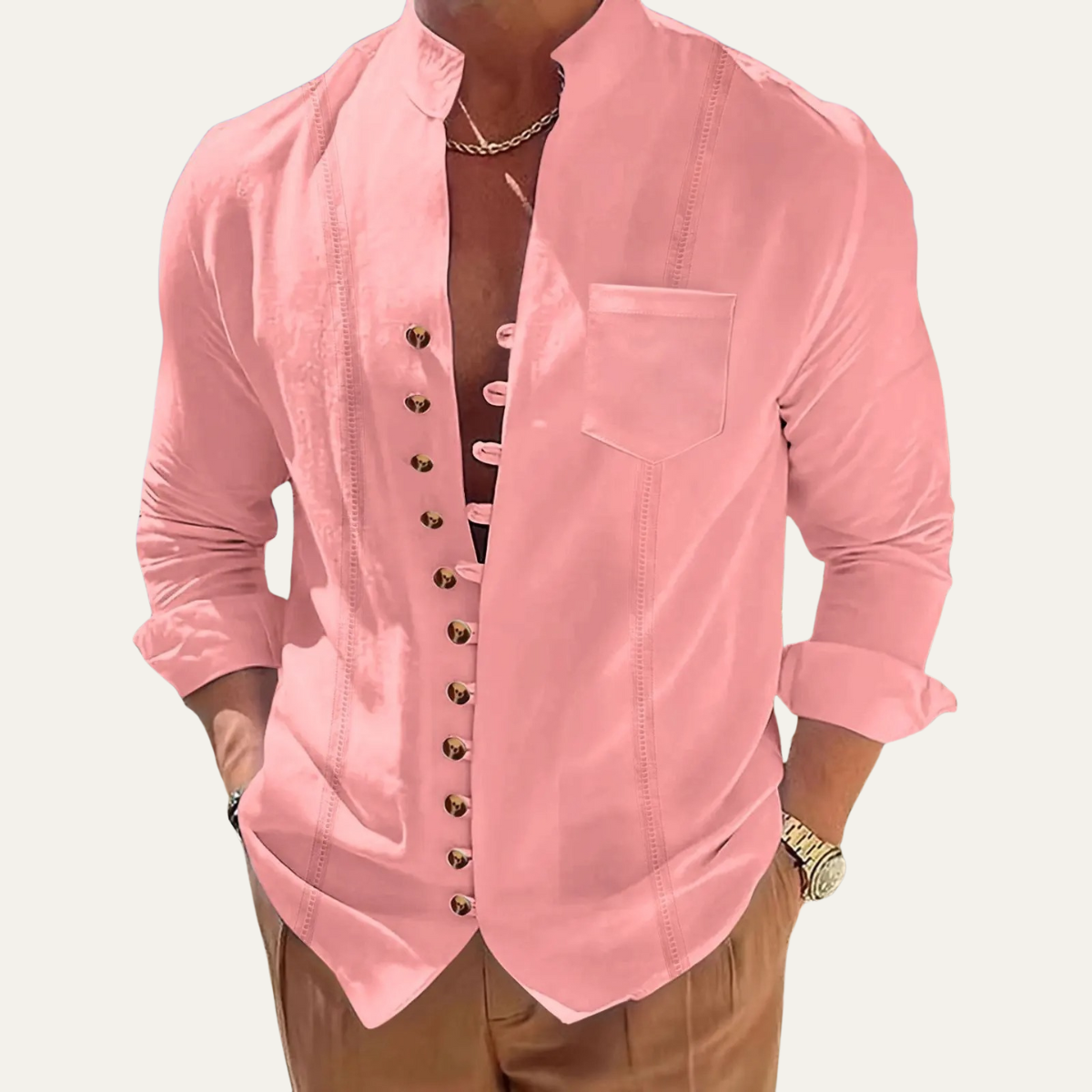 Axel | Men's Button Up Shirt White Long Sleeve Casual