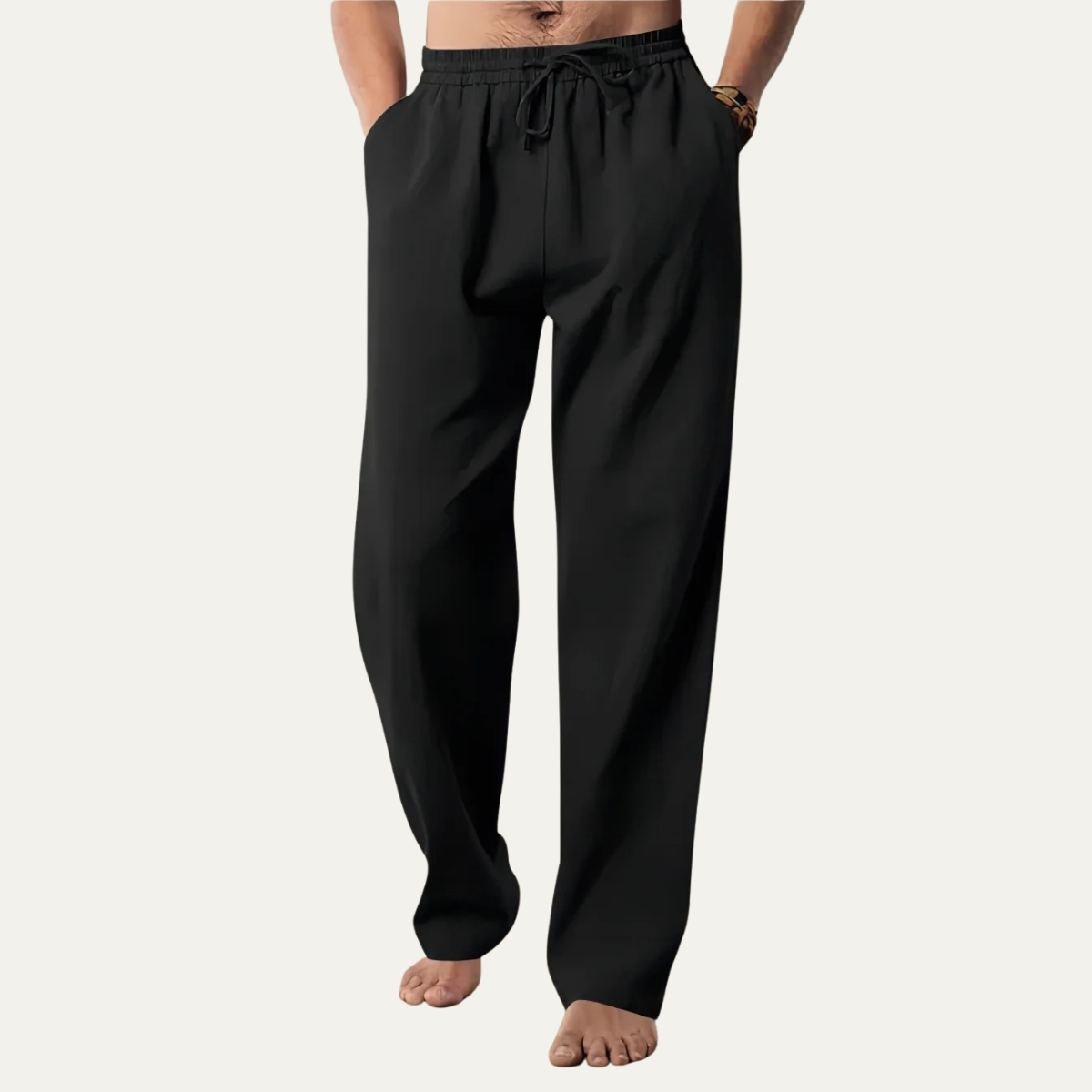 Axel | Men's Linen Pants Navy Wide Leg Drawstring