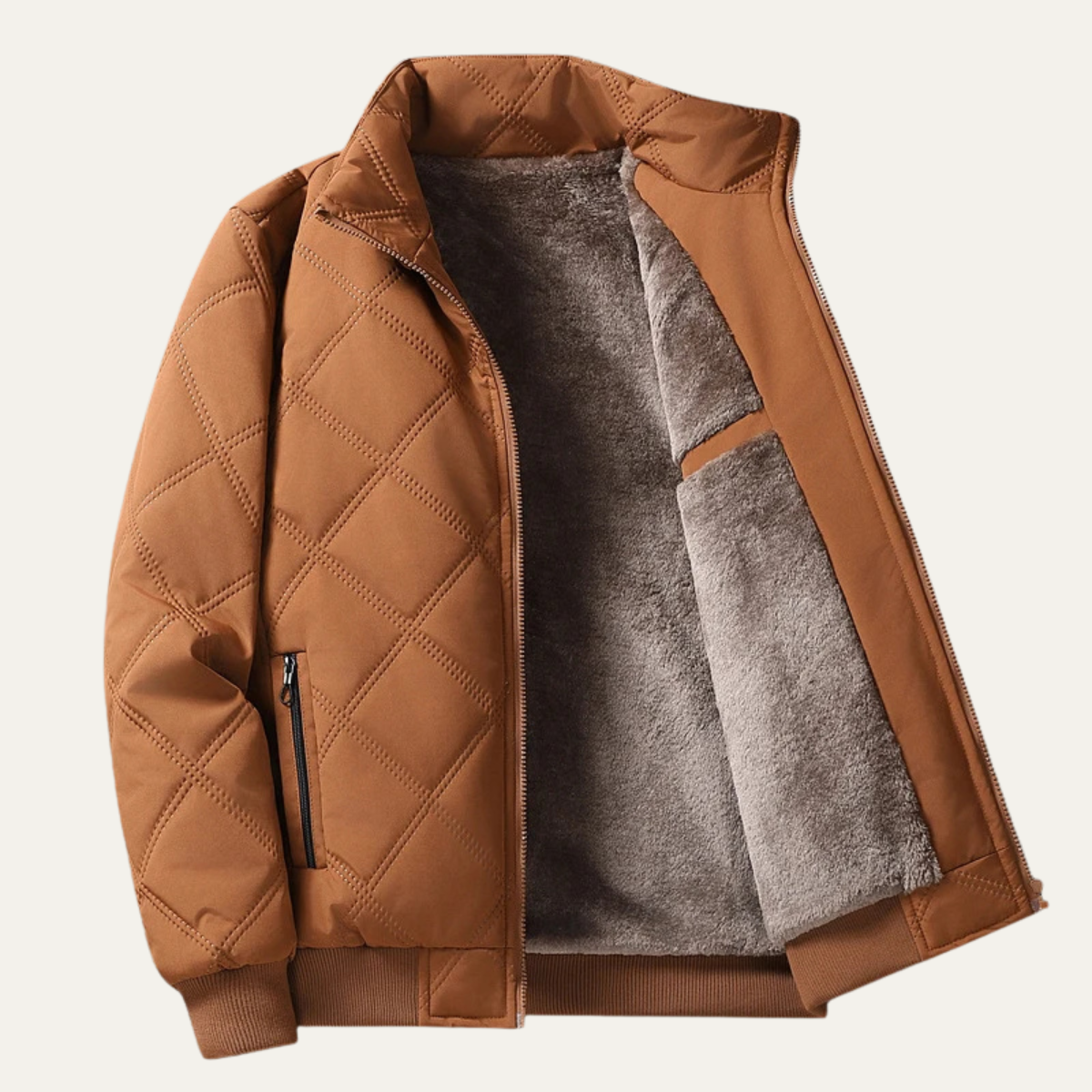 Ezra | Men's Quilted Puffer Jacket Black Sherpa Lined