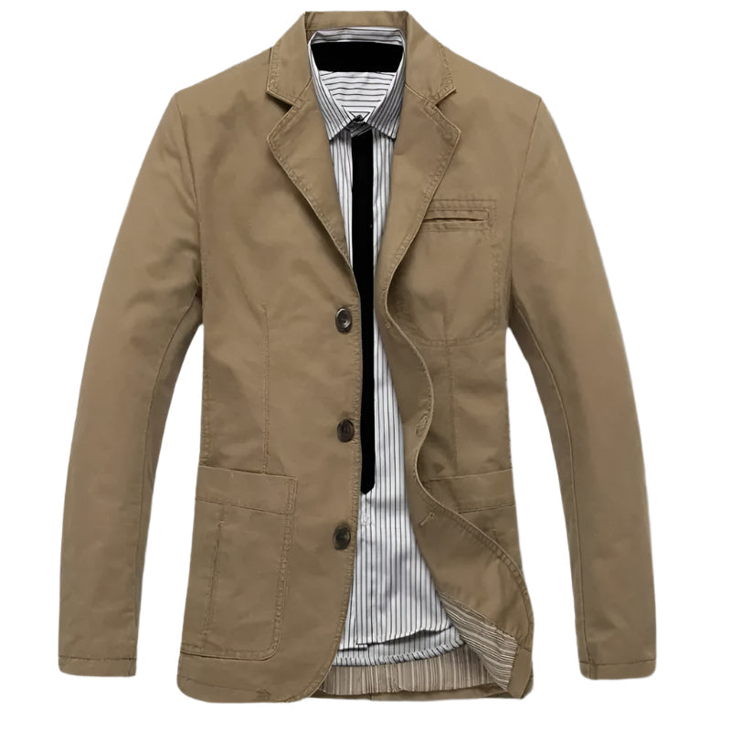 Ezra | Men's Casual Cotton Blazer Khaki Button Up