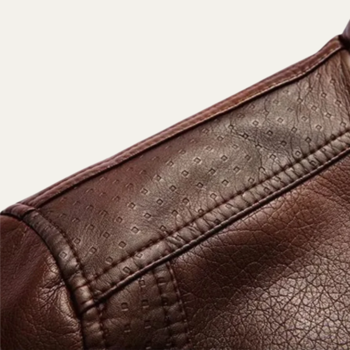 Beau | Men's Leather Jacket Brown Quilted Fleece Lined