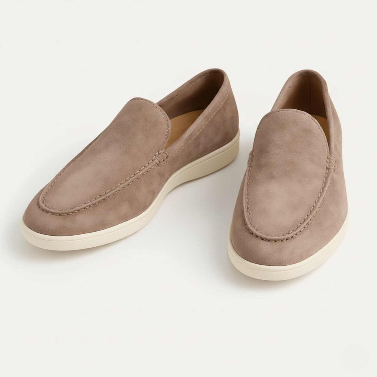 Axel | Men's Suede Loafer Cream Casual Slip On