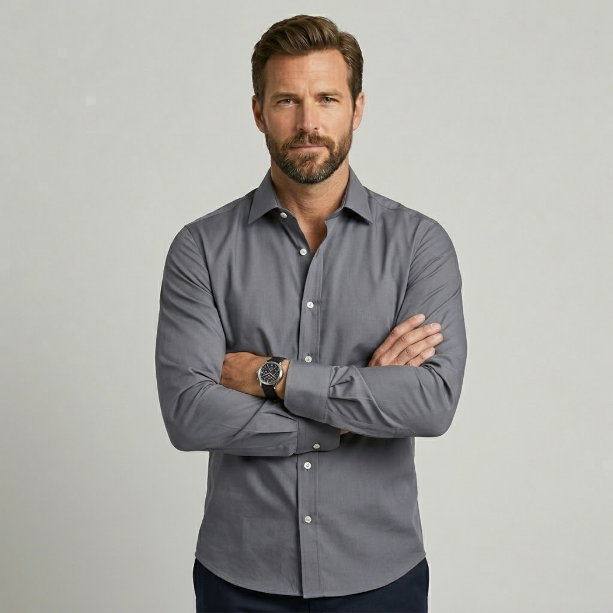 Kai | Men's Blue Button Down Shirt Long Sleeve Fitted