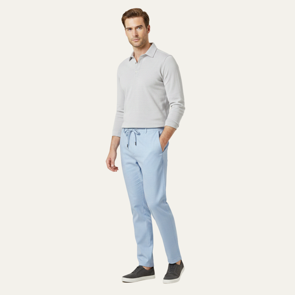 Kade | Men's Linen Pants Light Blue Drawstring