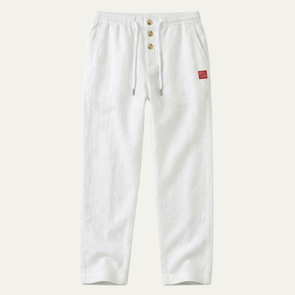 Ezra | Men's Casual Linen Pants Cream Straight Leg