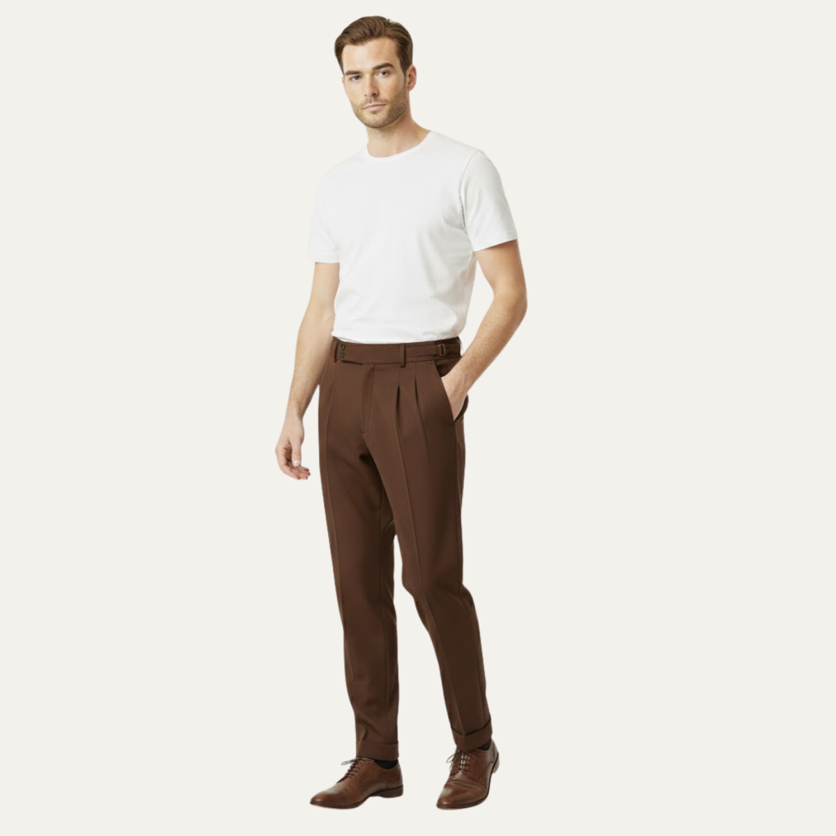 Kaden | Men's Pleated Dress Pants Khaki