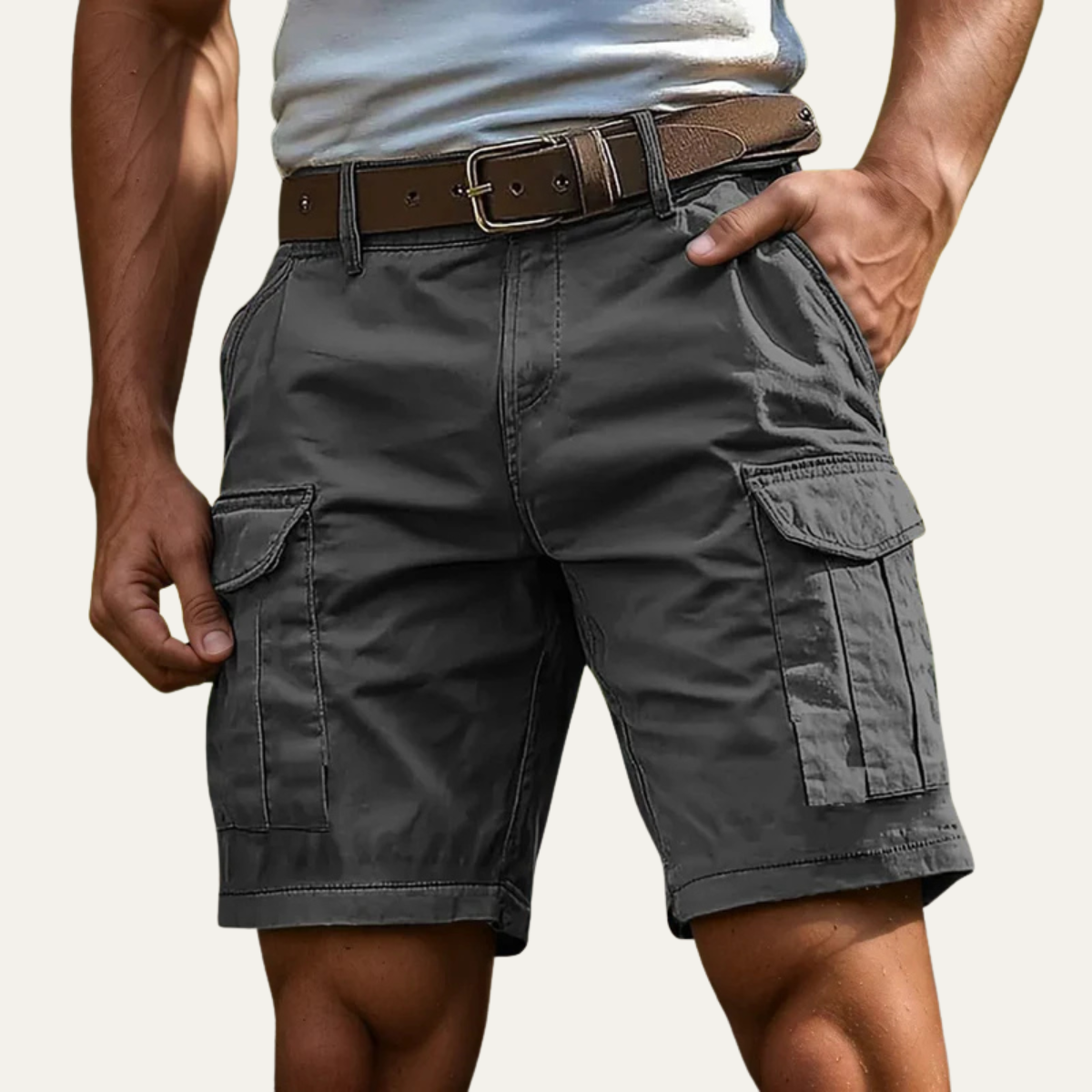 Kai | Men's Cargo Shorts Brown Utility Pockets